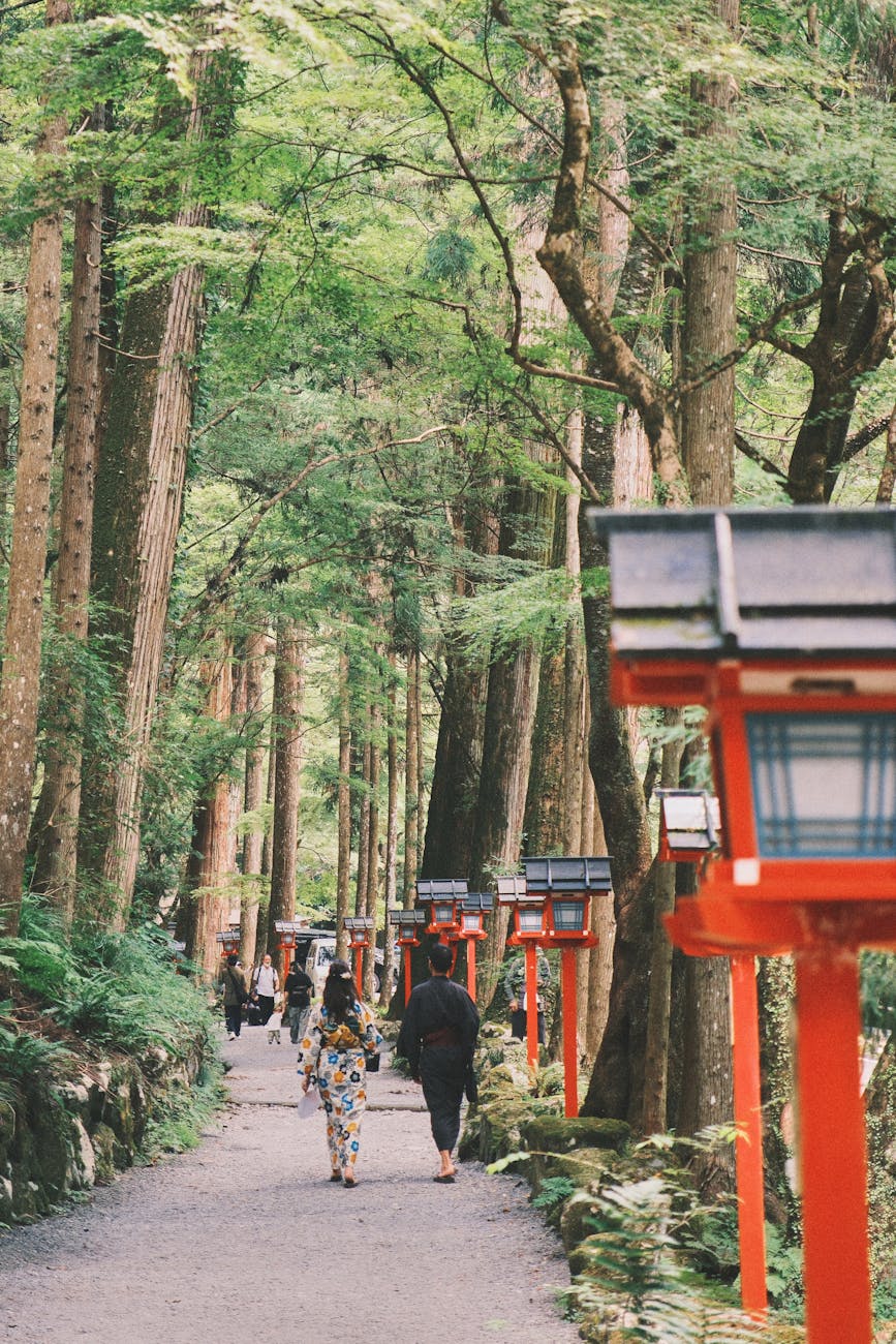 灯籠の並ぶ参道