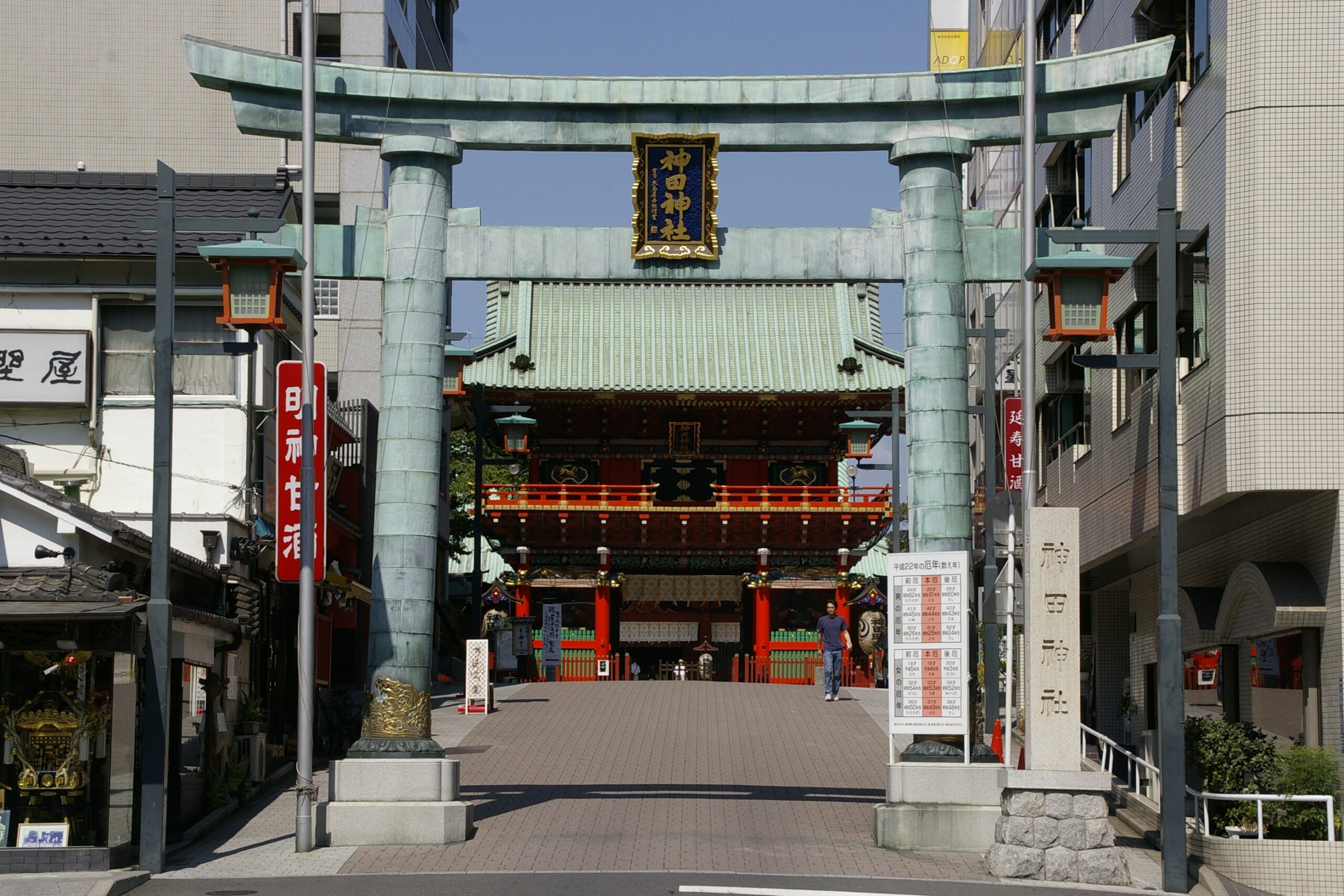 神田明神の銅鳥居と随神門
